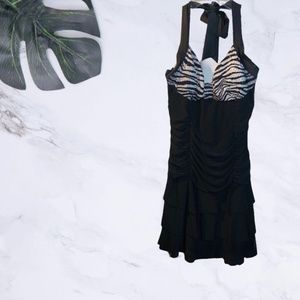 Deb Black and White Mini Bodycon Cocktail Dress Size XL